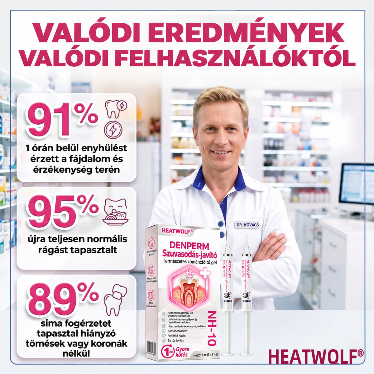 ⭐👨‍⚕️🦷HEATWOLF® DenPerm – Természetes fogzománc-töltő gél a fogszuvasodás helyreállítására🐟🐟