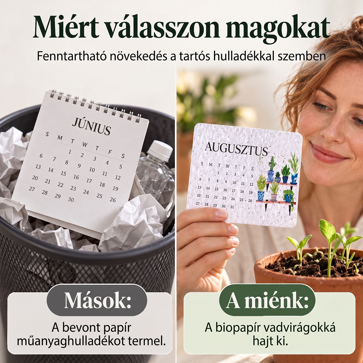 🌱 Környezetbarát, elültethető „Időtlen” Magpapír Naptár 2027
