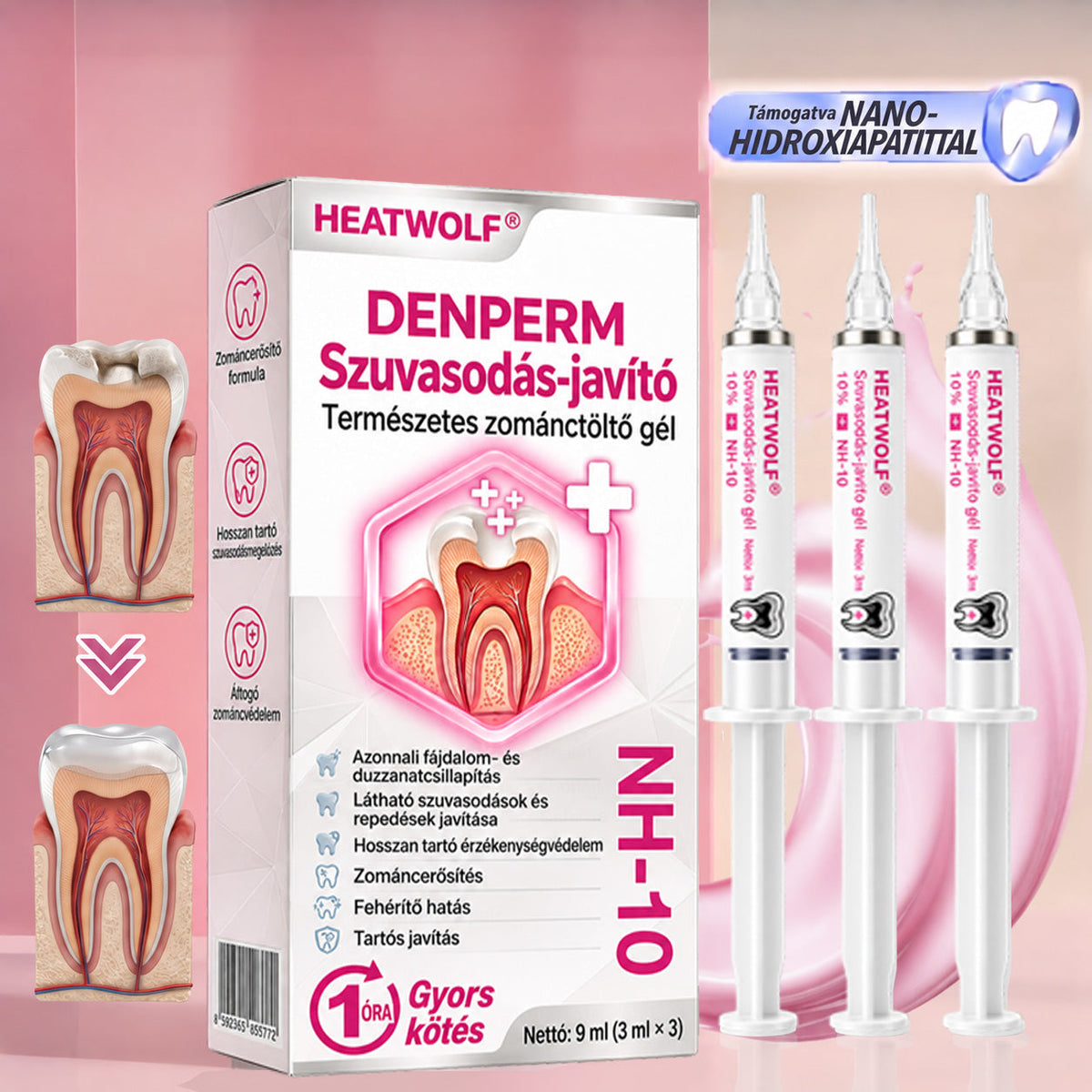 ⭐👨‍⚕️🦷HEATWOLF® DenPerm – Természetes fogzománc-töltő gél a fogszuvasodás helyreállítására🐟🐟