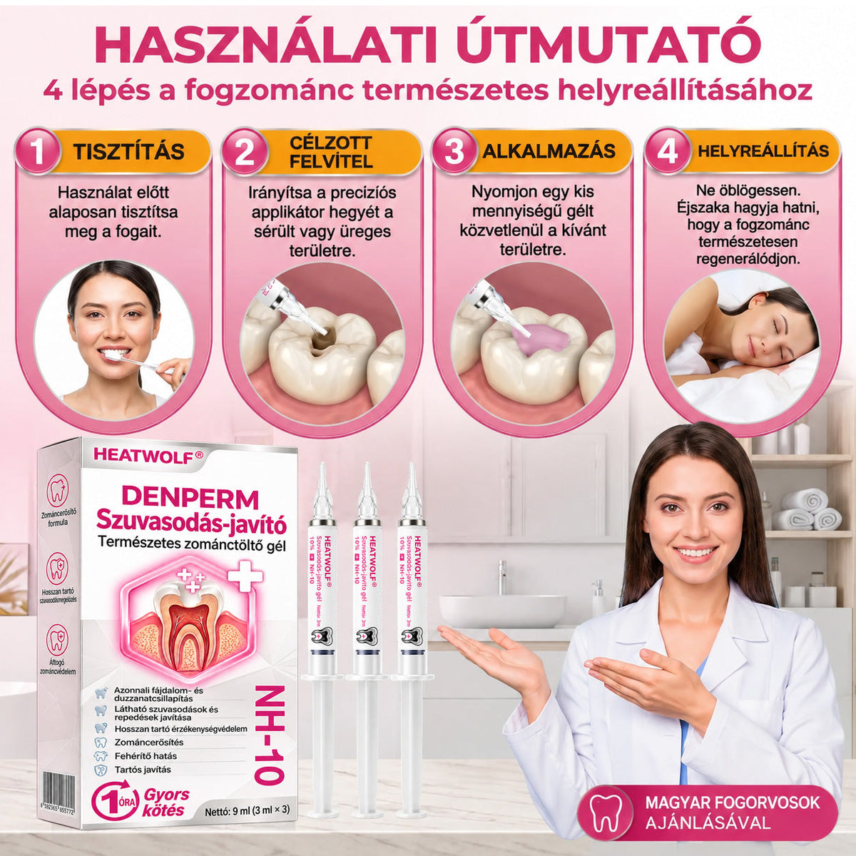 ⭐👨‍⚕️🦷HEATWOLF® DenPerm – Természetes fogzománc-töltő gél a fogszuvasodás helyreállítására🐟🐟